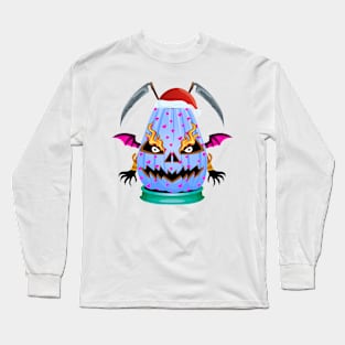 Spooky Halloween Pumpkin Head Long Sleeve T-Shirt